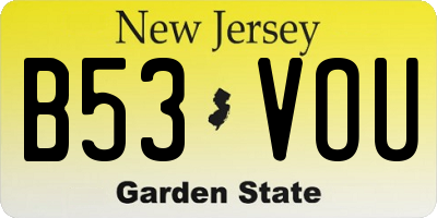 NJ license plate B53VOU