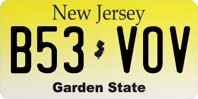 NJ license plate B53VOV