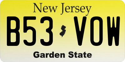 NJ license plate B53VOW