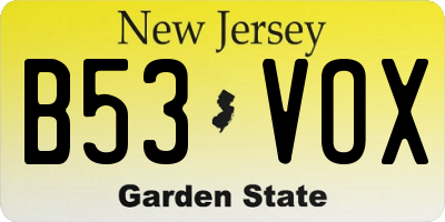 NJ license plate B53VOX