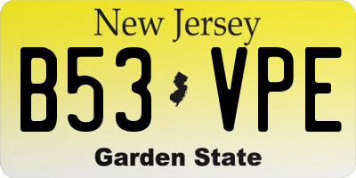 NJ license plate B53VPE