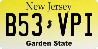 NJ license plate B53VPI