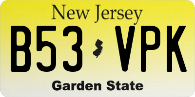NJ license plate B53VPK