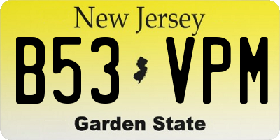 NJ license plate B53VPM