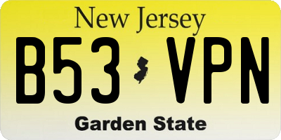 NJ license plate B53VPN