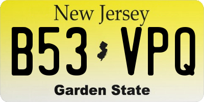NJ license plate B53VPQ