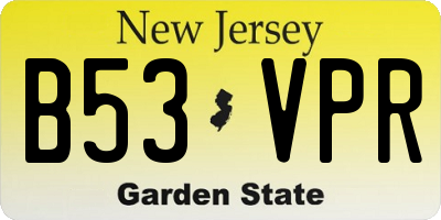 NJ license plate B53VPR