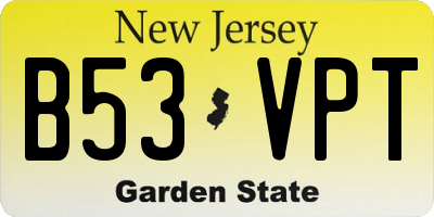 NJ license plate B53VPT