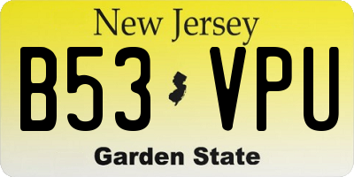 NJ license plate B53VPU