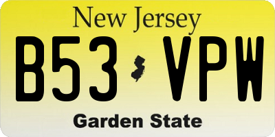 NJ license plate B53VPW