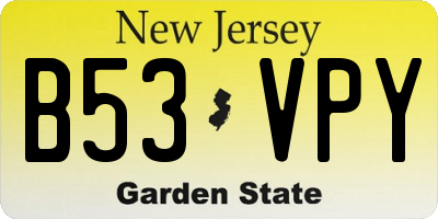 NJ license plate B53VPY