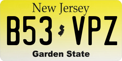 NJ license plate B53VPZ