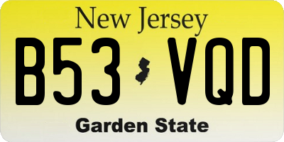 NJ license plate B53VQD