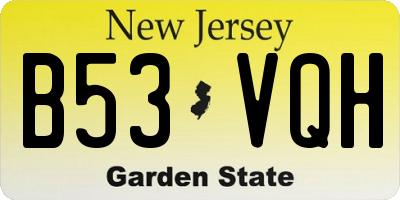 NJ license plate B53VQH
