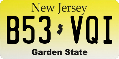 NJ license plate B53VQI