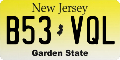 NJ license plate B53VQL