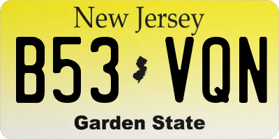 NJ license plate B53VQN