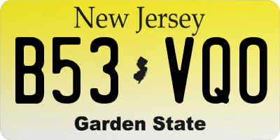 NJ license plate B53VQO