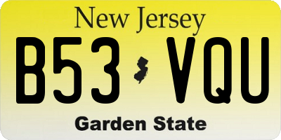 NJ license plate B53VQU