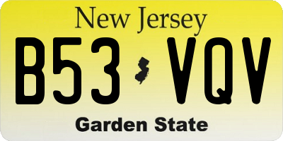 NJ license plate B53VQV