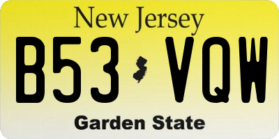 NJ license plate B53VQW