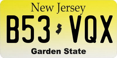 NJ license plate B53VQX