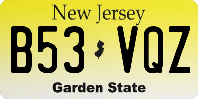 NJ license plate B53VQZ