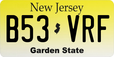 NJ license plate B53VRF