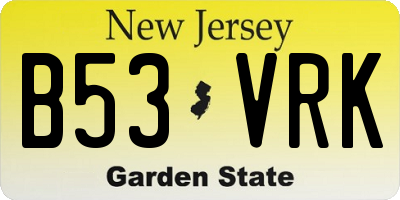 NJ license plate B53VRK
