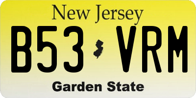 NJ license plate B53VRM