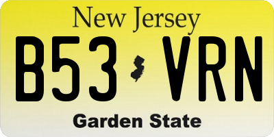 NJ license plate B53VRN