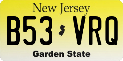 NJ license plate B53VRQ