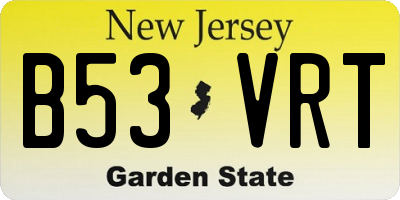 NJ license plate B53VRT