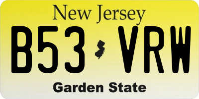 NJ license plate B53VRW