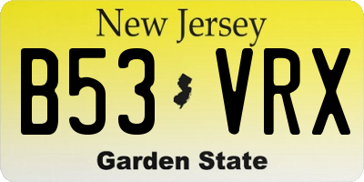 NJ license plate B53VRX