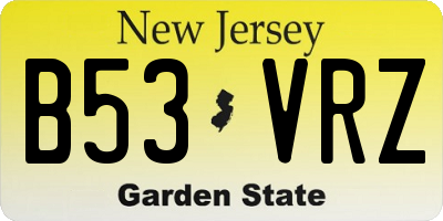 NJ license plate B53VRZ