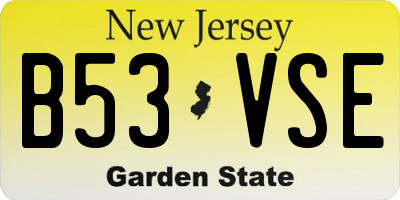 NJ license plate B53VSE