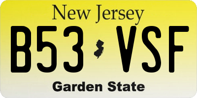 NJ license plate B53VSF