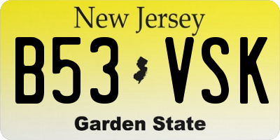 NJ license plate B53VSK