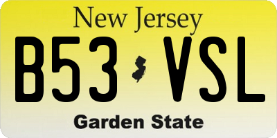 NJ license plate B53VSL