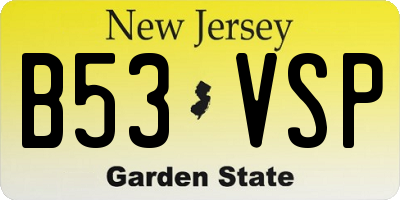 NJ license plate B53VSP