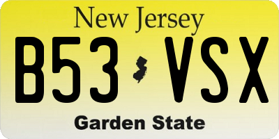 NJ license plate B53VSX
