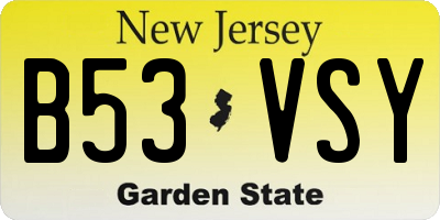 NJ license plate B53VSY