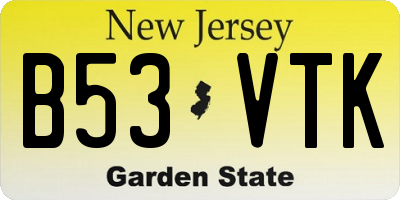 NJ license plate B53VTK