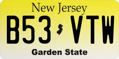 NJ license plate B53VTW