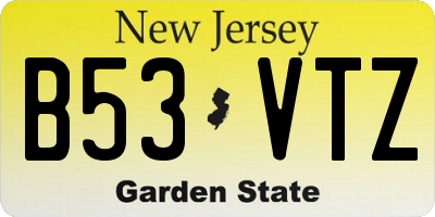 NJ license plate B53VTZ