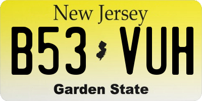NJ license plate B53VUH