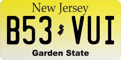 NJ license plate B53VUI