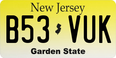 NJ license plate B53VUK