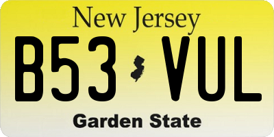 NJ license plate B53VUL